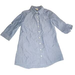 Faded Glory Girl Button Up Shirt Solid Collared Causal Light Blue Sz M(7-8) G001